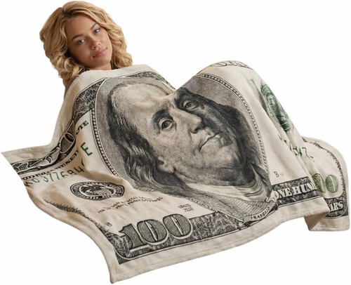 100 bill flannel - $100, blanket