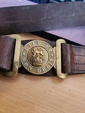 OLD BRITISH ARMY LEATHER SWORD BELT + BUCKLE, Dieu et mon droit,God and my right