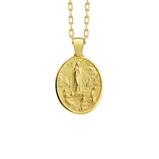 Our Lady of Fatima Necklace in Oxidized Sterling Silver with Chain for Women
