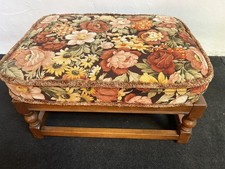 Vintage Ercol 446 Colonial Footstool Floral Sanderson Style Cover  26”x20”x14”