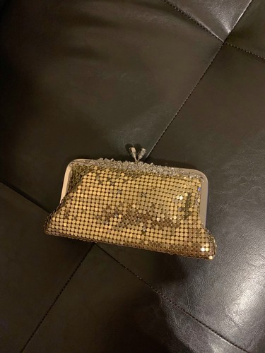 Gold jewel embellished clutch - gold,