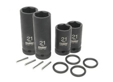 Kielder 4x 1/2" 21mm Scaffolder Impact Sockets (52 & 80mm Long)+4x Pin & O-Rings