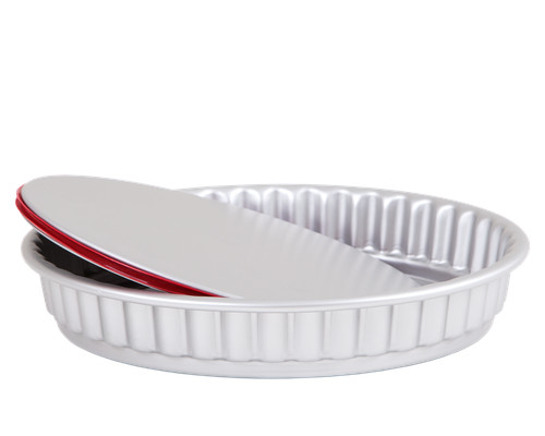 Aluminium flan tin 25cm round - aluminium,