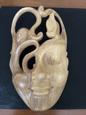 Handcrafted Abstract wooden mask wall art