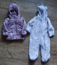 pram suit, snow suit and baby girl coat for age 9 to 12 months.