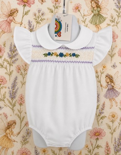 Cottage garden white smocked - cottage,