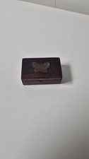 Vintage Wood Pill Box  Brass