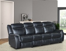 Black Leather Gel 4 Seater