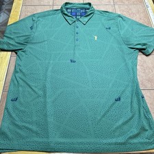 William Murray Golf Polo Shirt Sz XXL Green All Over Mower Performance Wicking