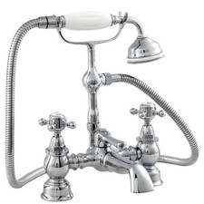 Traditional Victorian Edwardian Deck Mounted Bath Shower Mixer Tap Chrome