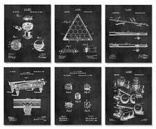 6 Billiards Patent Wall Art