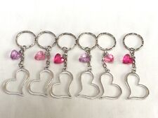 6 HEART KEYRINGS BIRTHDAY PARTY BAG GIFT FAVOUR PRIZES TOMBOLA