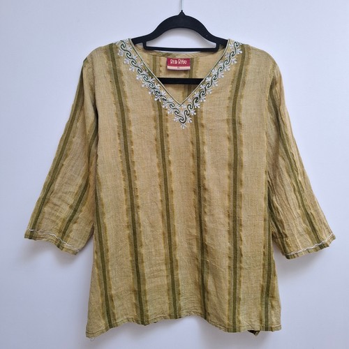 Women linen tunic top gold - linen,