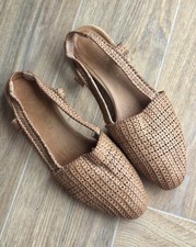 Vintage RUSSELL & BROMLEY Tan Brown Woven Leather Sandals, Size UK 5