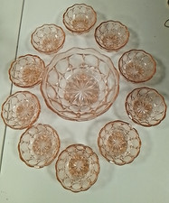 Coloured Glass Bowl Set Large Bowl & 10 Small Bowls