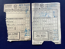 2 French Railway Catering Receipts 1947 Cie Internationale Des Wagons-Lits
