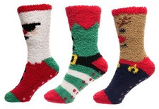 Men’s 3 Pack Christmas Slipper Socks Warm Cosy Gripper Festive Gift Secret Santa
