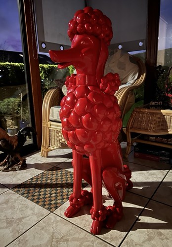 Red poodle decorative ornament - red,
