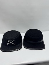 2x Vintage Black Civil War Soldier Style Caps – Costume Reenactment Hats