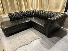 Black leather chesterfield - black,
