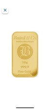 Baird & Co. Gold Bar 50 Grams 999.9 Fine Gold