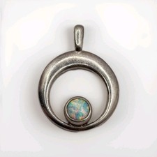 Vintage Malcolm Gray Ortak Edinburgh Sterling Silver Opal Gemstone Pendant - MG