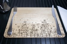 Set of 4 Laser Engraved Wooden
