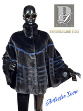 Real Fur Mink Black Cape With
