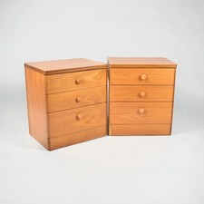 Mcm midcentury Stag Cantata teak Bedside Tables 3 drawers tall bedside promo 