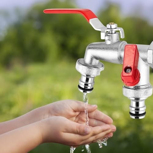 Brass garden tap - brass, double