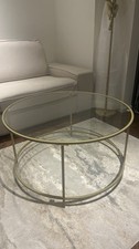 Stylish 80cm Round Coffee Table Glass Top