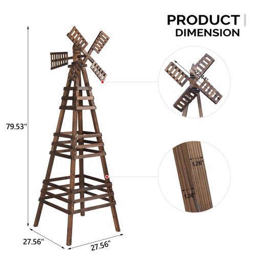 6ft wood windmill backyard - 6.6ft,