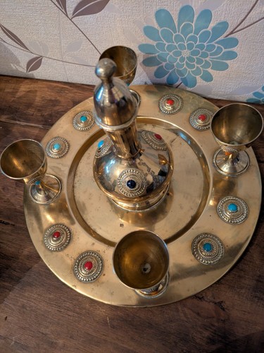 Vintage brass decanter with - vintage,