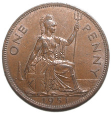 British Large One Penny Coin