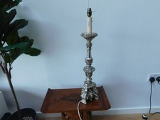 Attractive Silver Coloured Resin Table Lamp 71cm (working order)