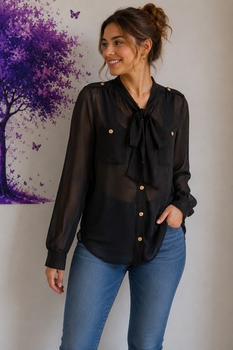 Sheer chiffon blouse black - sheer,