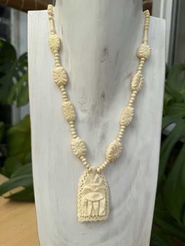 Vintage bone bovine carved - bovine,