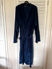 M&S greeny blue soft striped velvety velour size XL belted long dressing gown