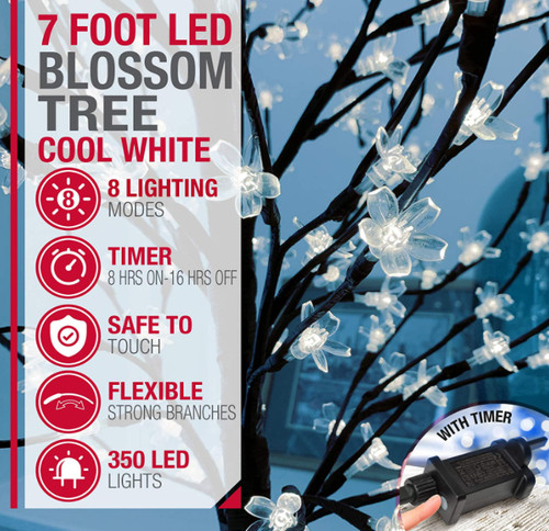 7ft cool white led cherry - white,