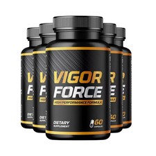 5-Pack Vigor Force Male Pills - Supports Mens Vitality & Energy - 300 Capsules