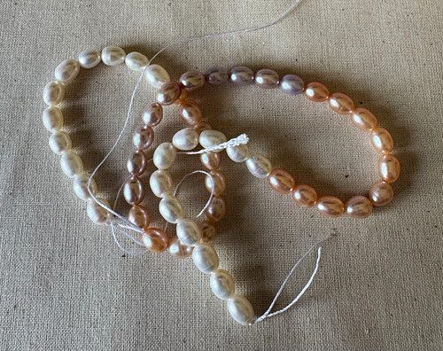 Multicoloured oval pearl beads - oval,