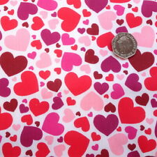 80% Poly 20% Cotton- Pink & Red Hearts- Lightweight- 110cm/43" Wide- £4.99mt