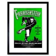 Film Frankenstein Monster Karloff Horror Shelley Gothic Framed Art Print 12x16"