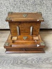 Antique Victorian Oak Desk Top Letter Rack Writing Bureau 