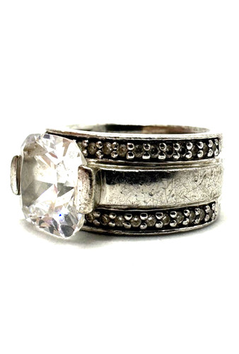 925 silver ring with stone - silver,