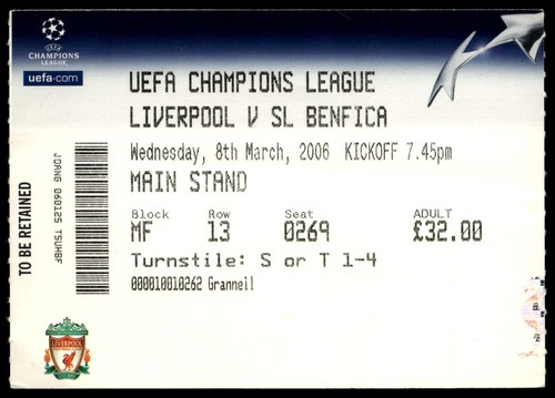 Ticket 2006 liverpool - ticket, sl