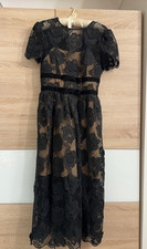 Self-portrait black lace velvet bow midi dress uk 8 - NEW