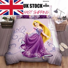 Disney Princess Rapunzel In Sparkling Purple Dress Quilt Duvet Cover Set Bedding
