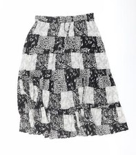 Elizabeth Scott Womens Black Cotton Blend Peasant Skirt Size M W30 Drawstring