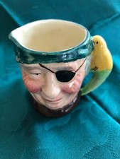Vintage Sandland Ware Hanley England Character Toby Jug Pirate And Parrot